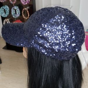 Navy Sequin Ball Cap